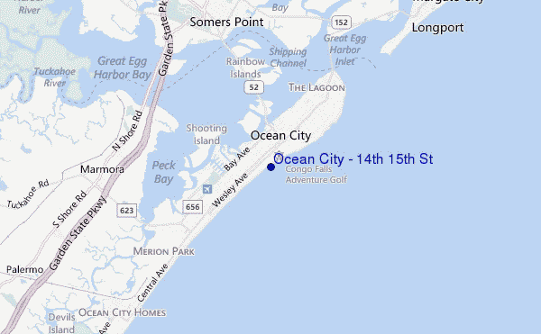 carte de localisation de Ocean City - 14th 15th St