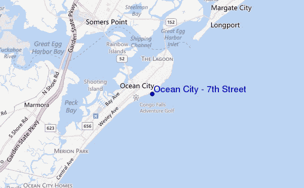 carte de localisation de Ocean City - 7th Street