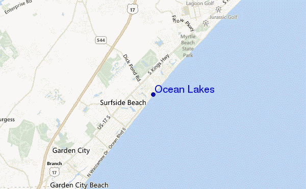 carte de localisation de Ocean Lakes