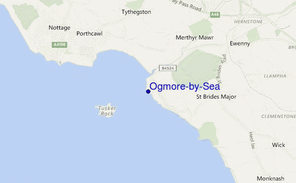carte de localisation de Ogmore-by-Sea