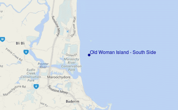carte de localisation de Old Woman Island - South Side