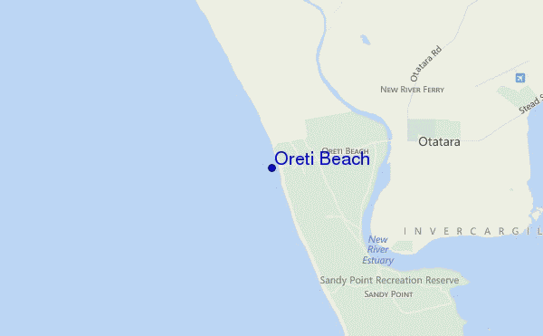 carte de localisation de Oreti Beach