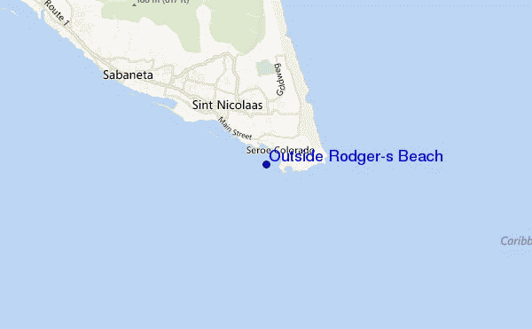 carte de localisation de Outside Rodger's Beach