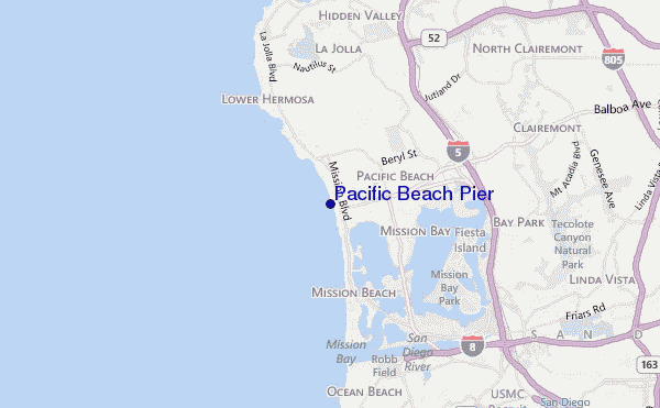 carte de localisation de Pacific Beach Pier
