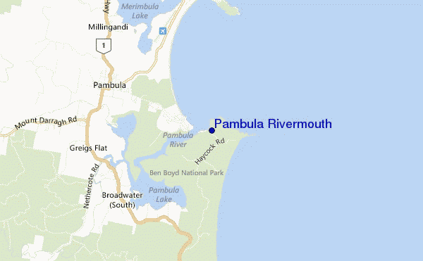 carte de localisation de Pambula Rivermouth