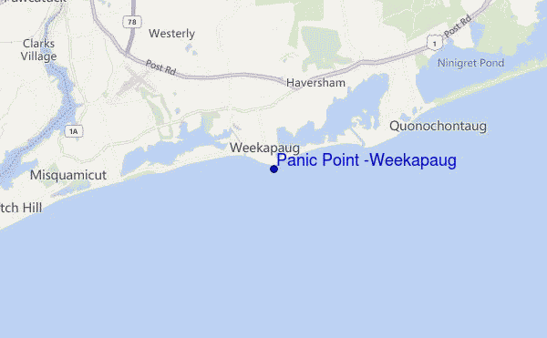 carte de localisation de Panic Point (Weekapaug)