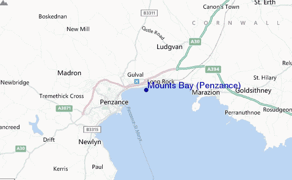 carte de localisation de Mounts Bay (Penzance)