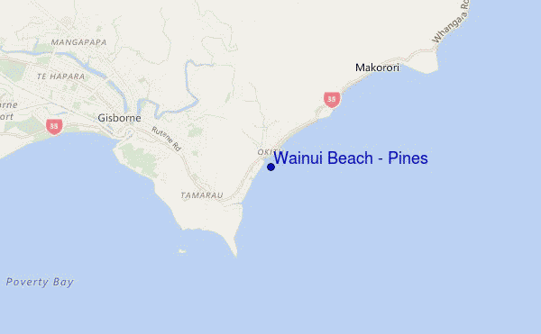 carte de localisation de Wainui Beach - Pines
