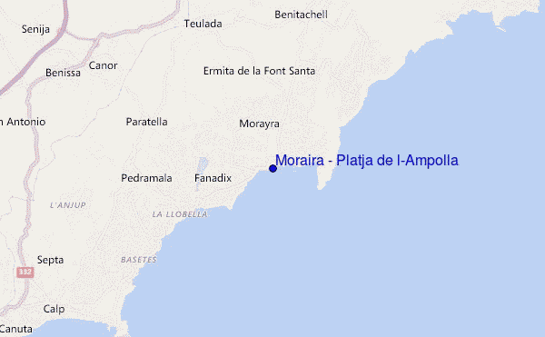 carte de localisation de Moraira - Platja de l'Ampolla