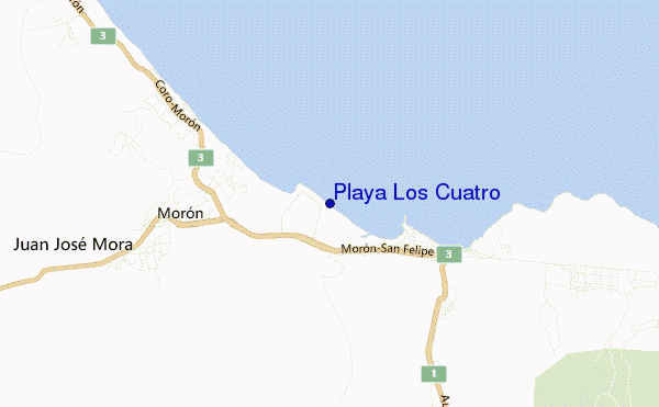 carte de localisation de Playa Los Cuatro