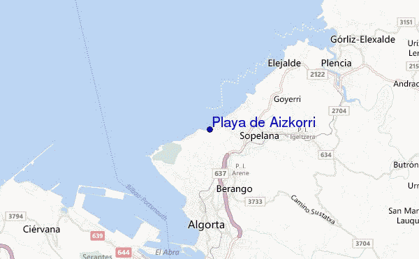 carte de localisation de Playa de Aizkorri