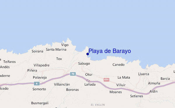 carte de localisation de Playa de Barayo