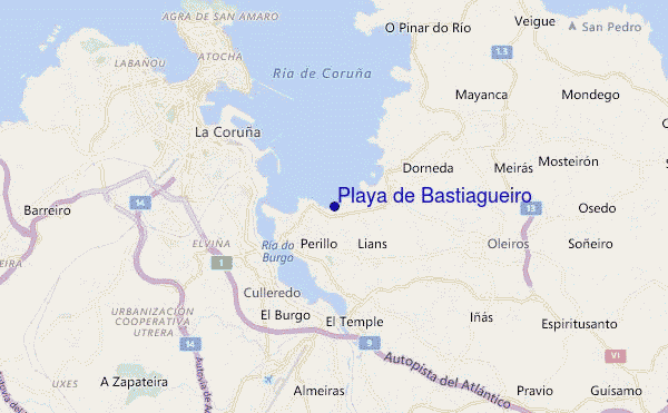 carte de localisation de Playa de Bastiagueiro