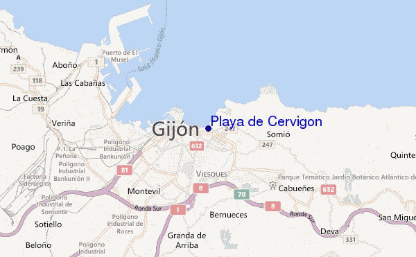 carte de localisation de Playa de Cervigon