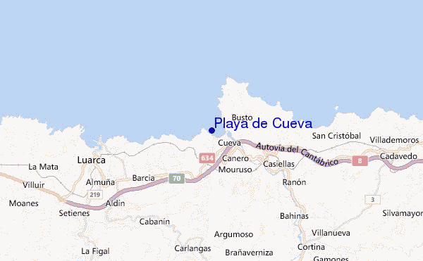 carte de localisation de Playa de Cueva