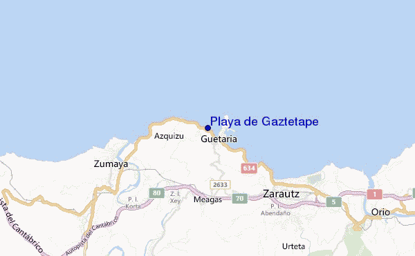 carte de localisation de Playa de Gaztetape