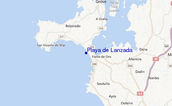 carte de localisation de Playa de Lanzada