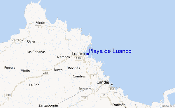 carte de localisation de Playa de Luanco