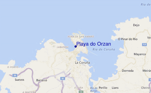carte de localisation de Playa do Orzan