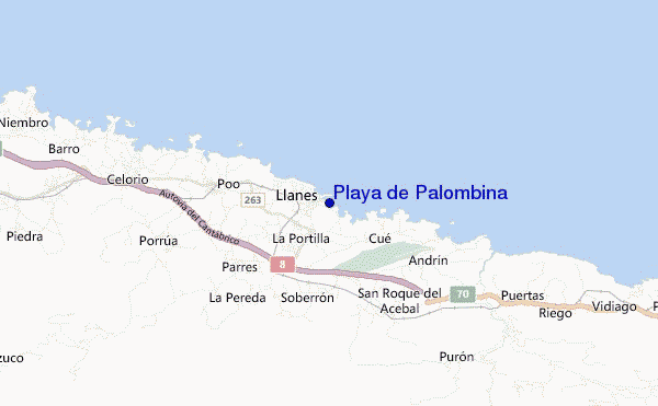 carte de localisation de Playa de Palombina