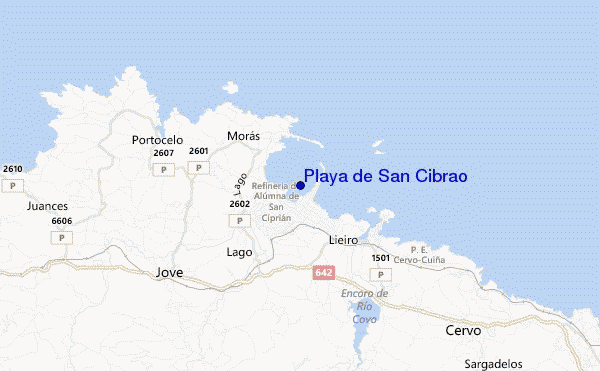carte de localisation de Playa de San Cibrao