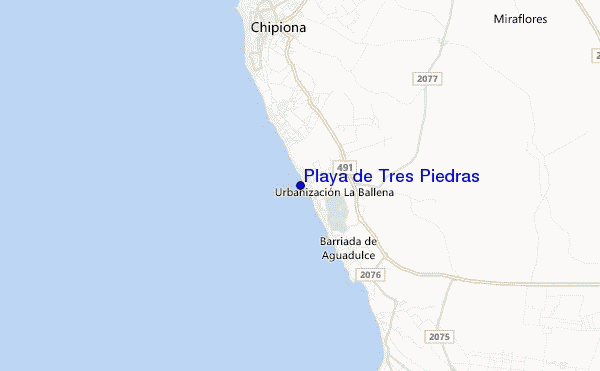 carte de localisation de Playa de Tres Piedras