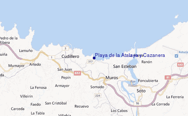 carte de localisation de Playa de la Atalaya y Cazanera