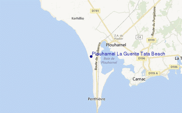 carte de localisation de Plouharnel La Guerite Tata Beach