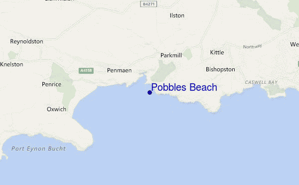 carte de localisation de Pobbles Beach