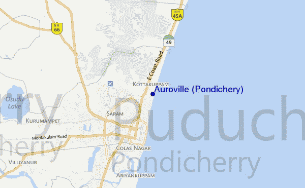 carte de localisation de Auroville (Pondichery)