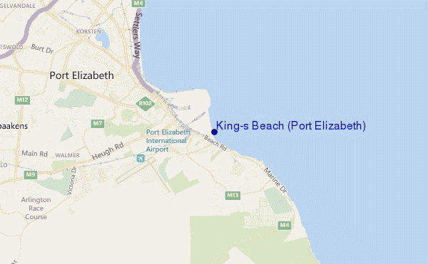 carte de localisation de King's Beach (Port Elizabeth)