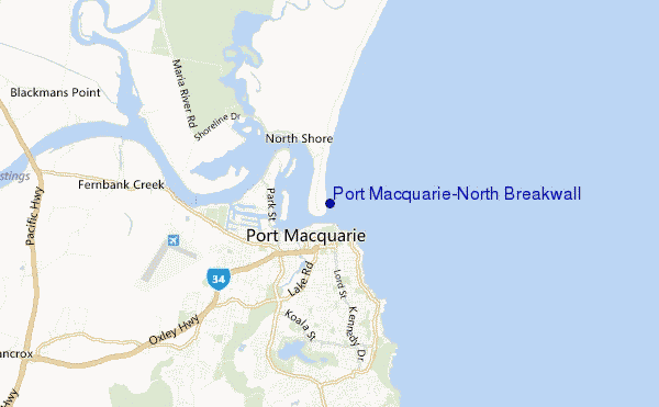 carte de localisation de Port Macquarie-North Breakwall