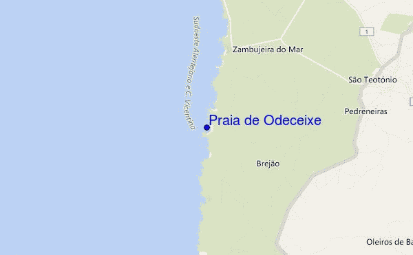 carte de localisation de Praia de Odeceixe