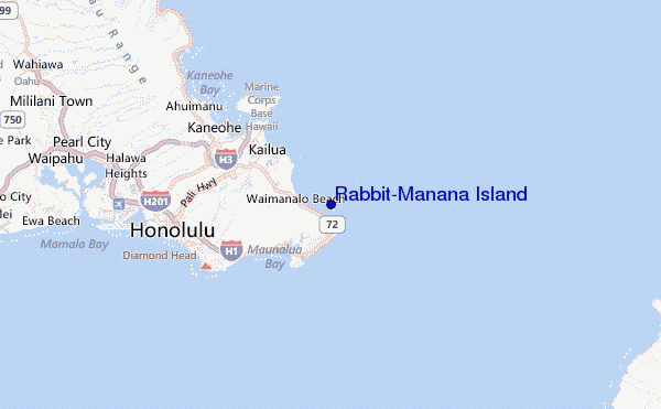 Rabbit/Manana Island Location Map