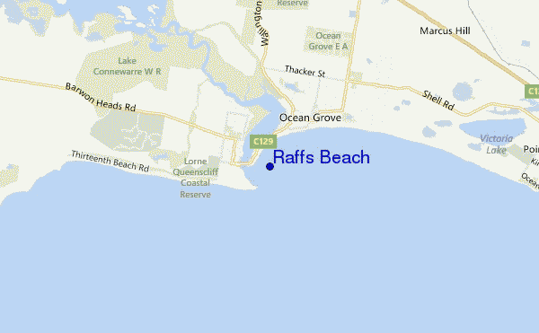 carte de localisation de Raffs Beach