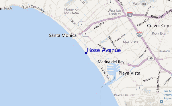 carte de localisation de Rose Avenue