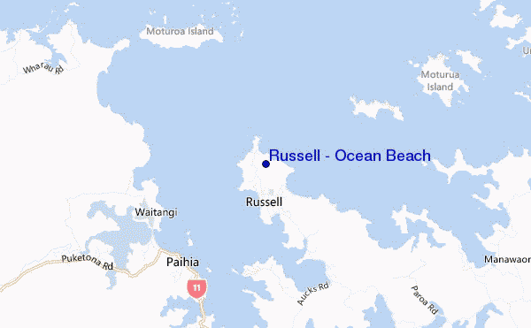 carte de localisation de Russell - Ocean Beach