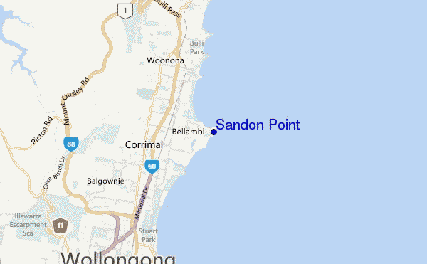 carte de localisation de Sandon Point
