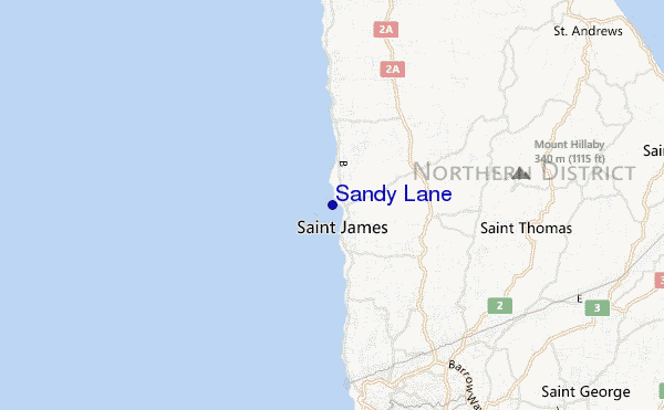 carte de localisation de Sandy Lane