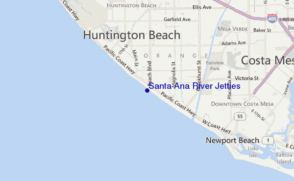 carte de localisation de Santa Ana River Jetties
