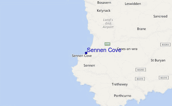carte de localisation de Sennen Cove