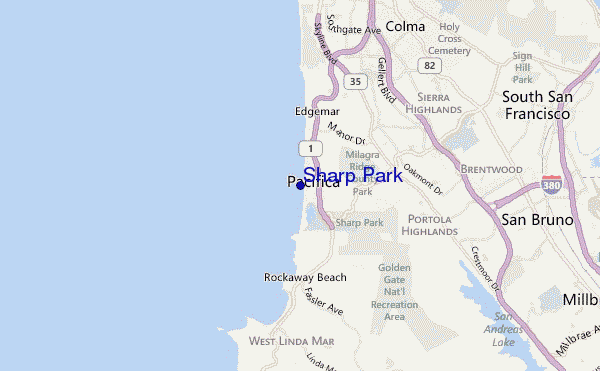 carte de localisation de Sharp Park