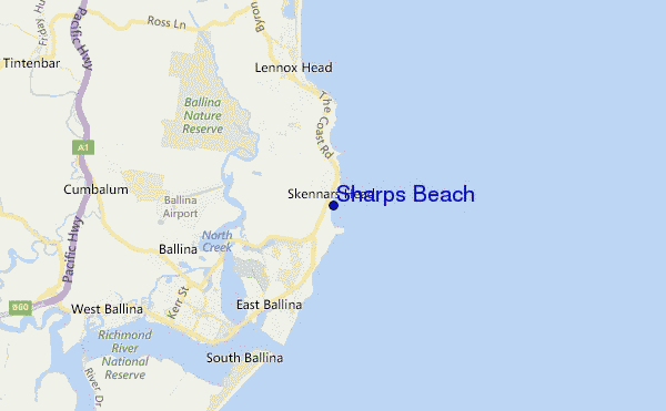 carte de localisation de Sharps Beach