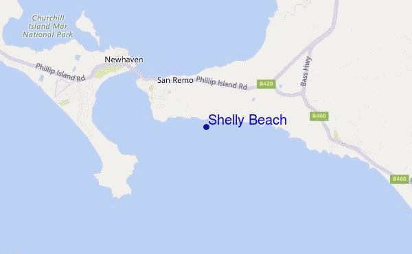 carte de localisation de Shelly Beach