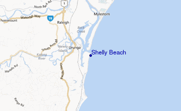 carte de localisation de Shelly Beach