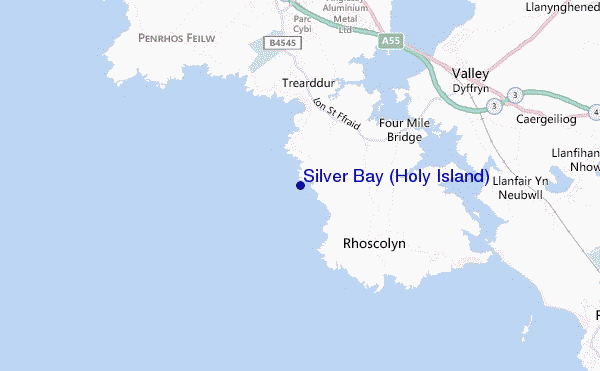 carte de localisation de Silver Bay (Holy Island)