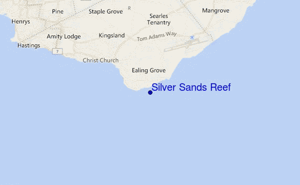 carte de localisation de Silver Sands Reef