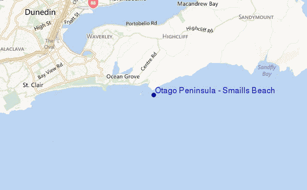 carte de localisation de Otago Peninsula - Smaills Beach