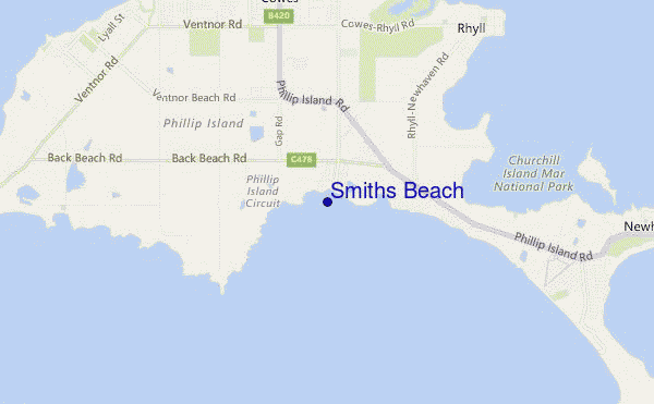 carte de localisation de Smiths Beach