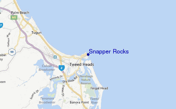 carte de localisation de Snapper Rocks